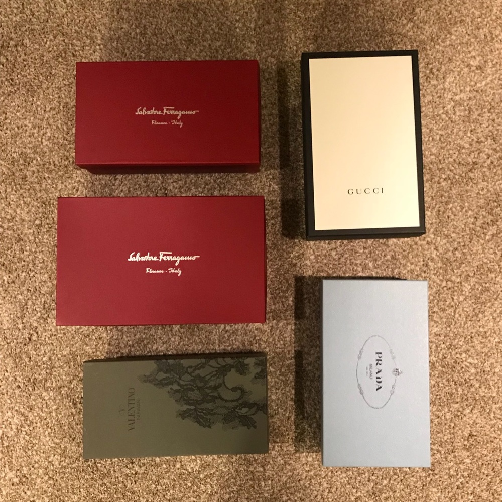 Designer shoe box Gucci Prada ferragamo Valentino